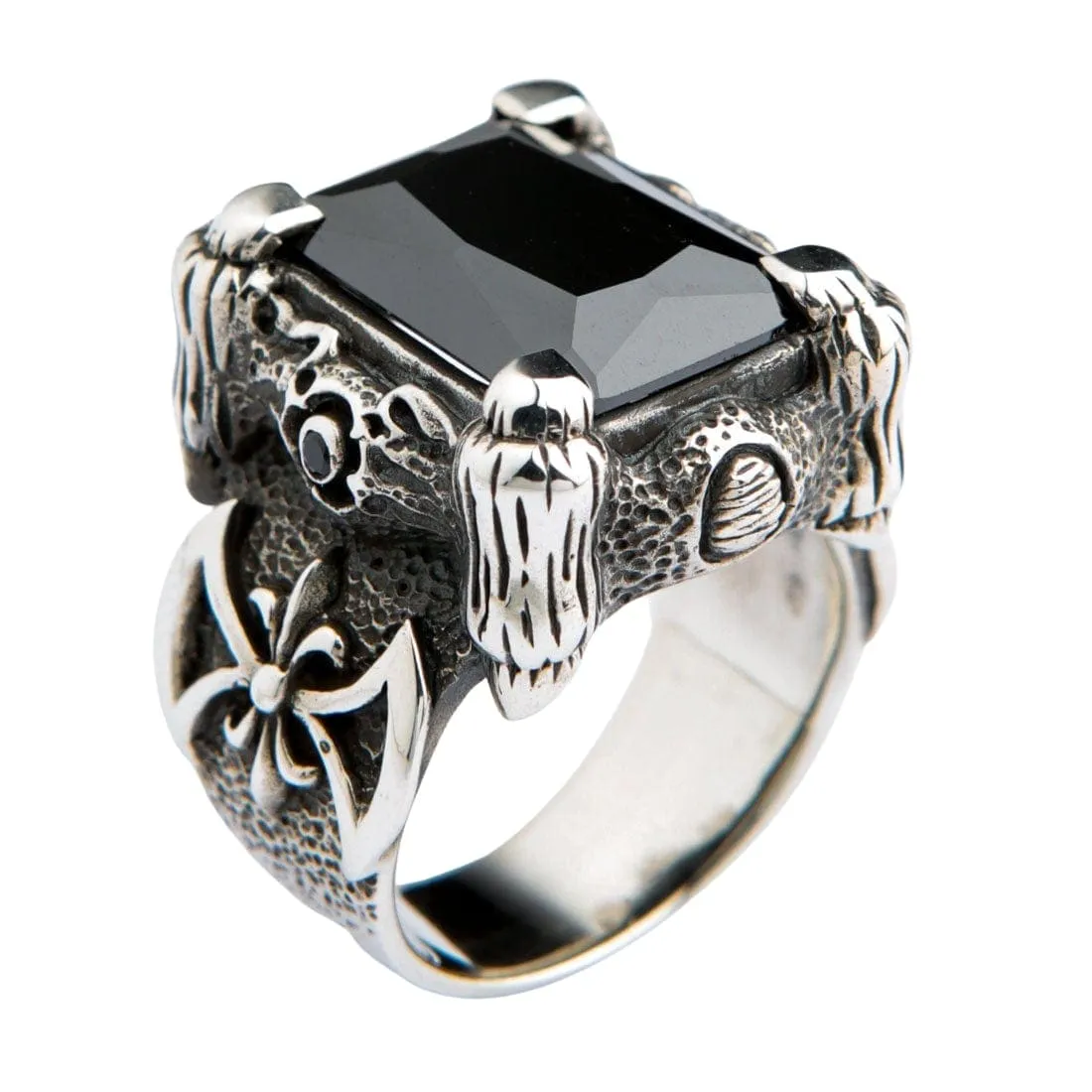 Black Dragon Claw Sterling Silver Biker Ring