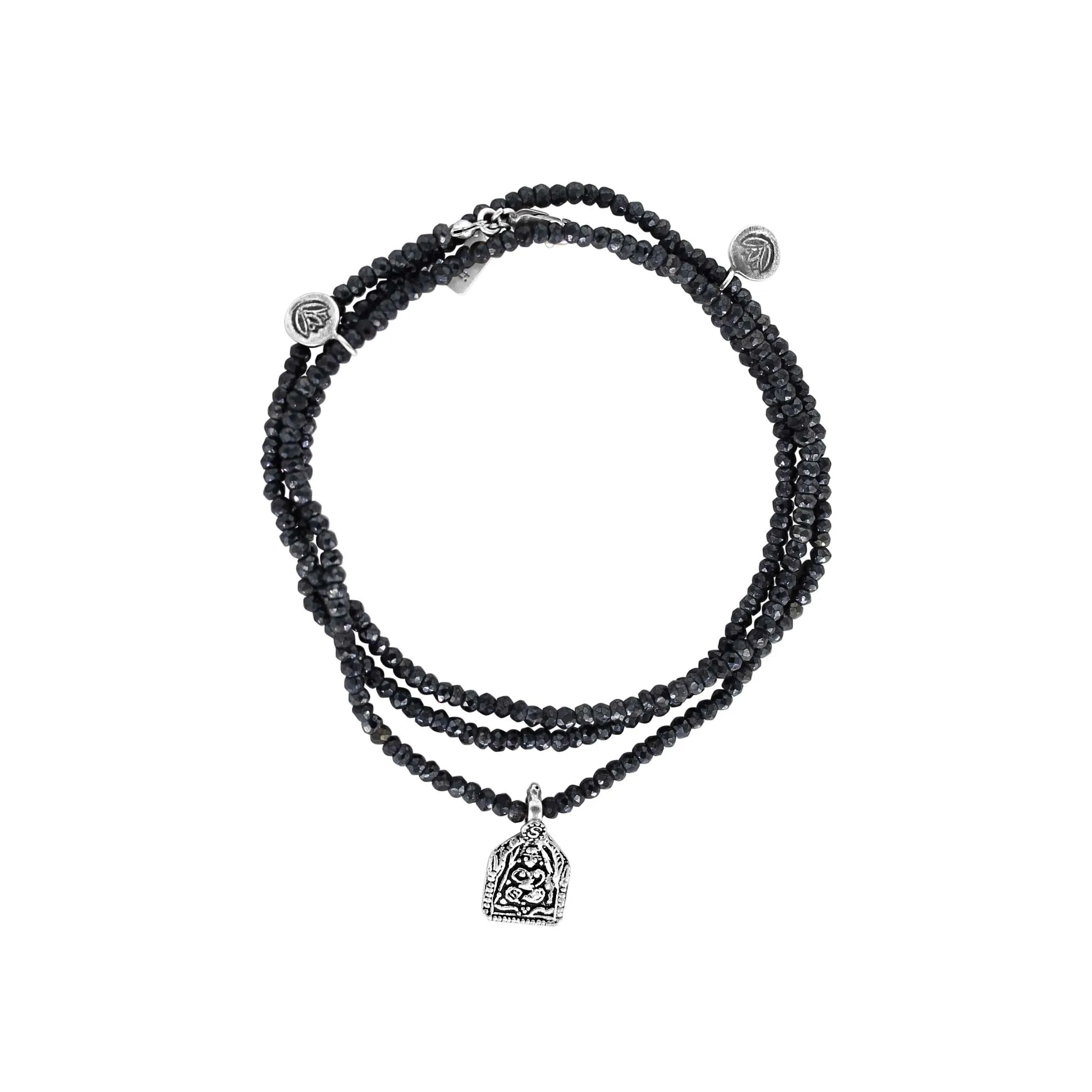 Black Spinel Silver Goddess Necklace