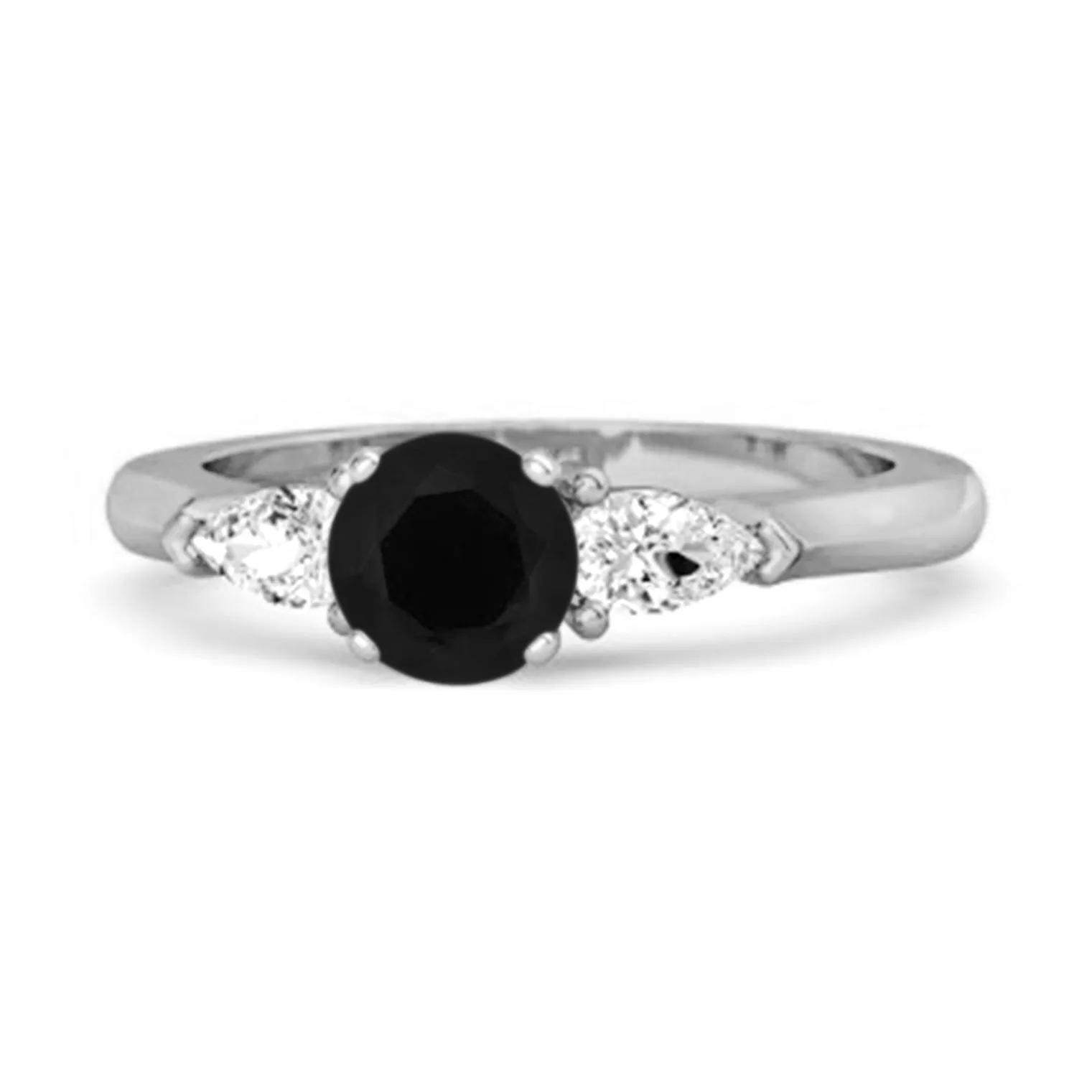 Black Spinel Simulated Diamond 925 Sterling Silver Women Love Ring