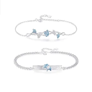 Blue Ginkgo Matching Bracelets