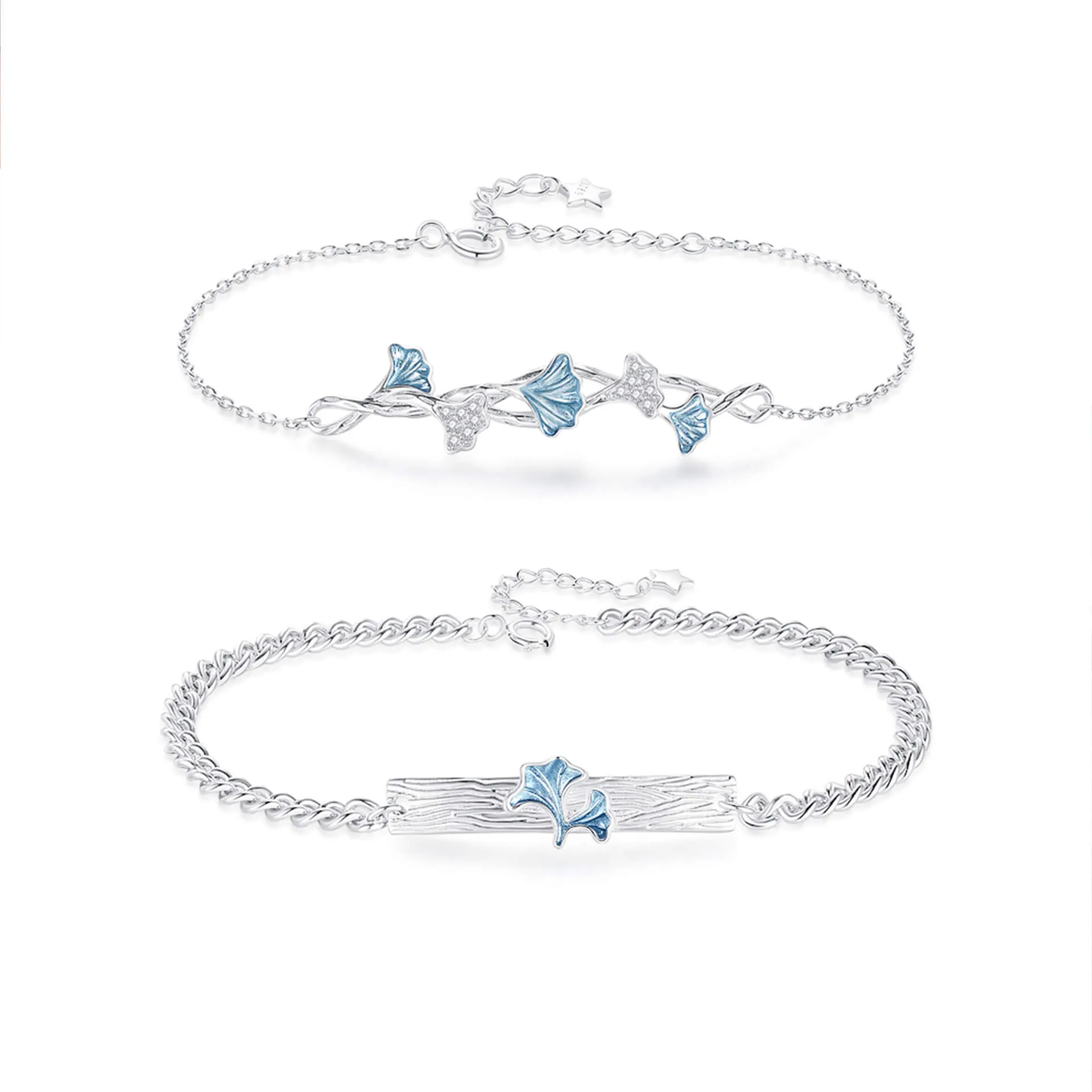 Blue Ginkgo Matching Bracelets