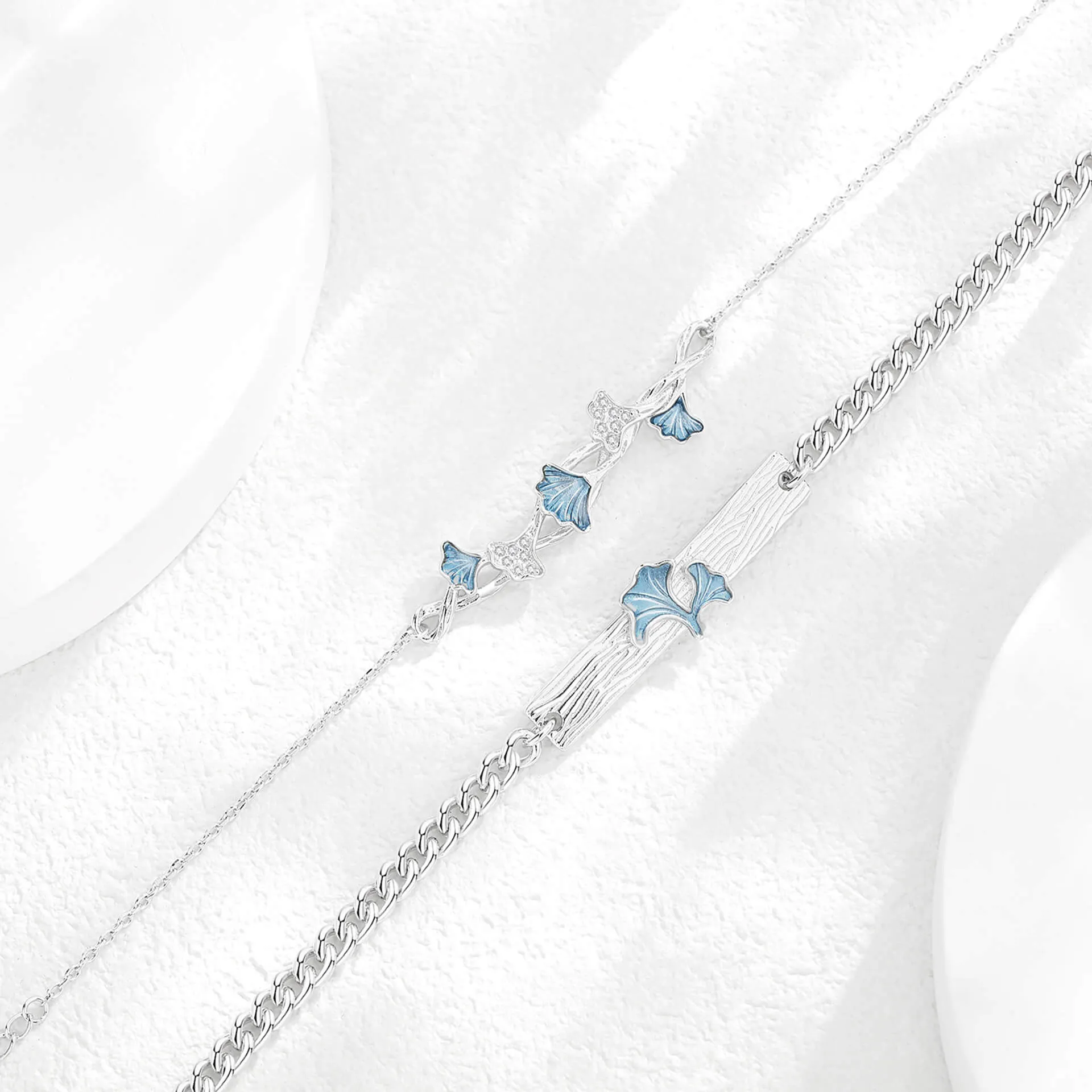 Blue Ginkgo Matching Bracelets