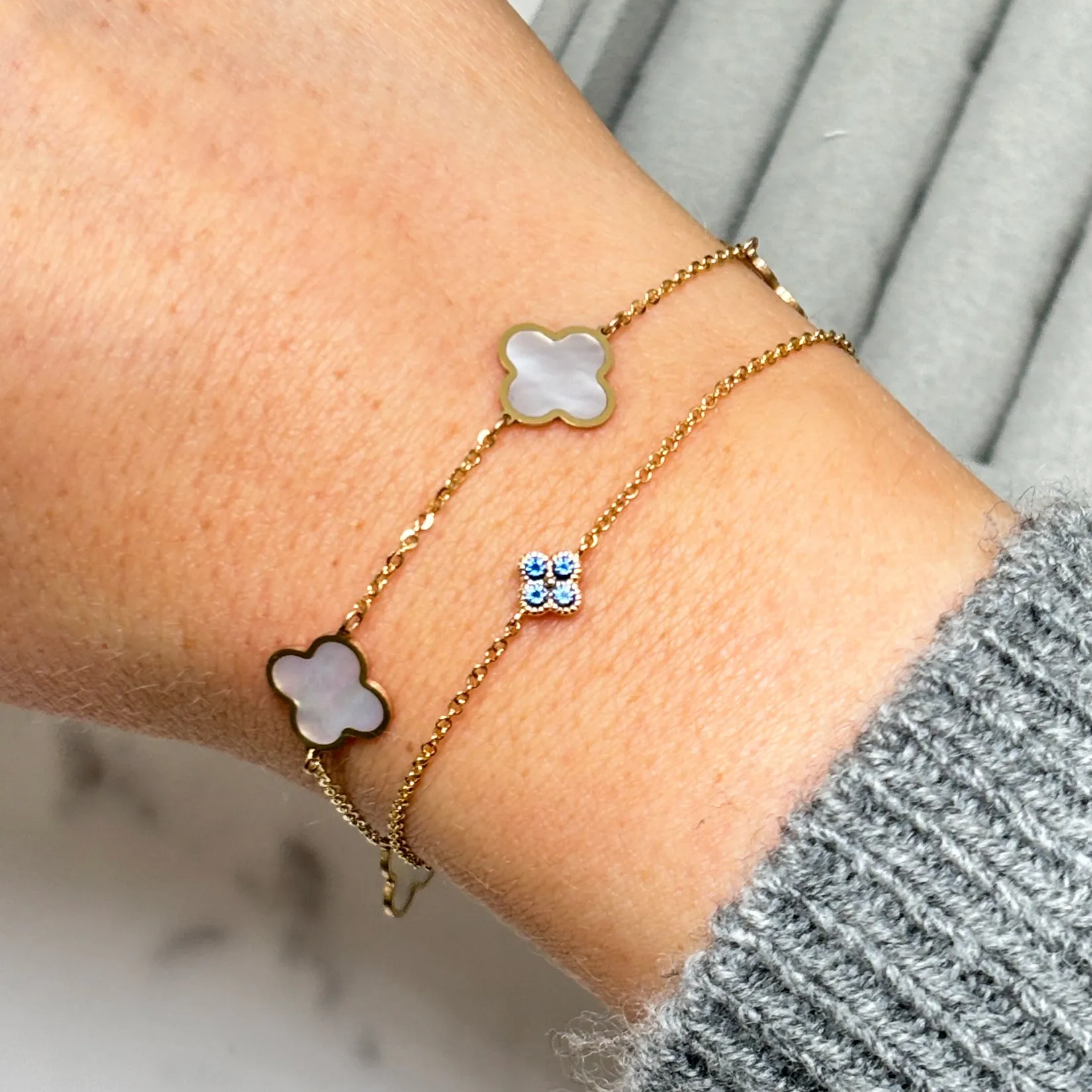 Blue Sapphire Single Clover Bracelet