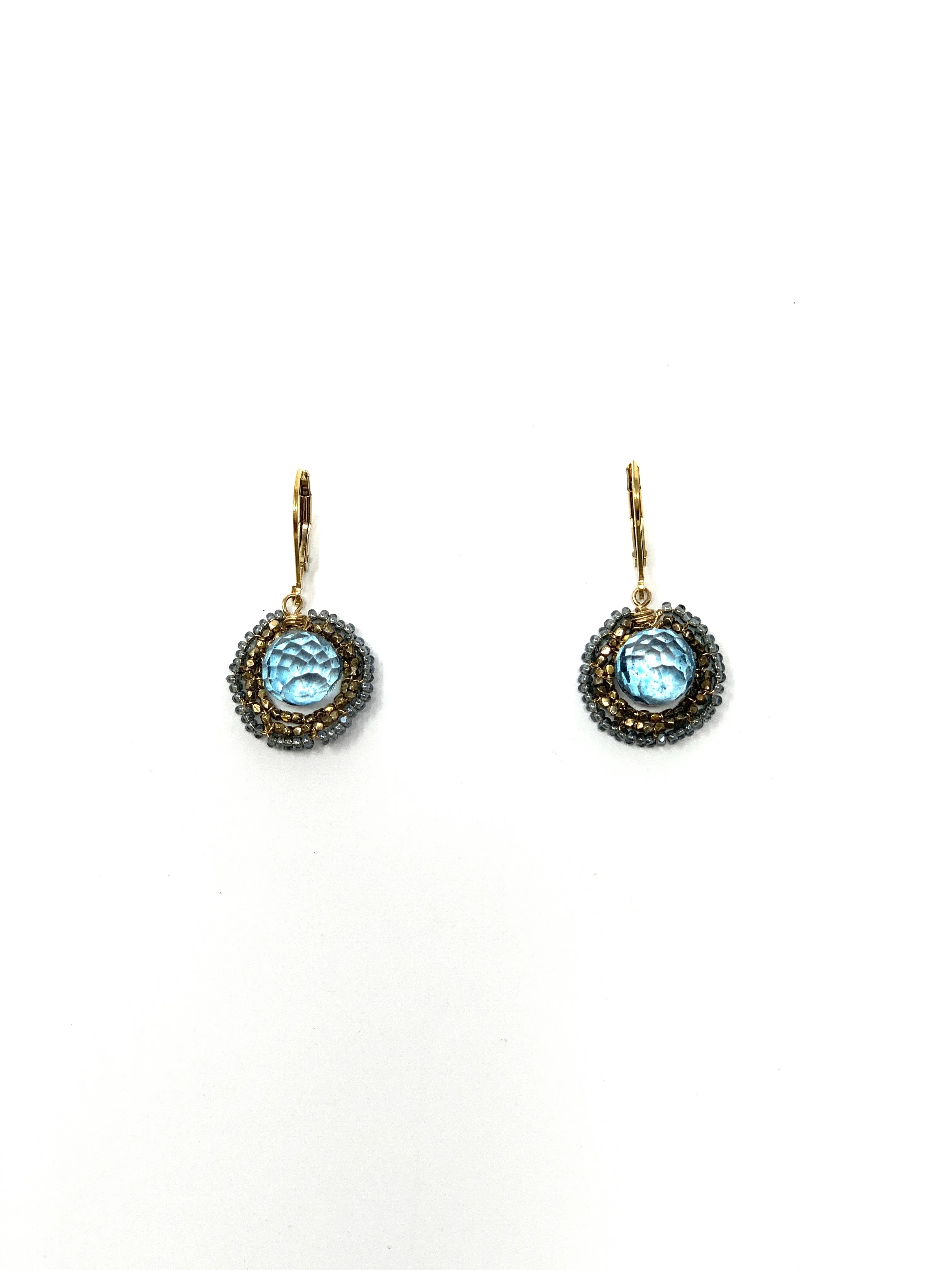 Blue Topaz and Grey Pearl Drops