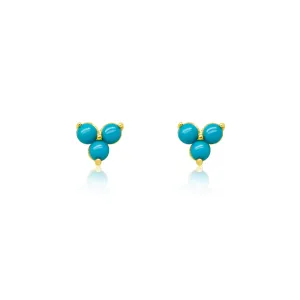 Blue Turquoise Yellow Gold Stud Earrings *ONLINE EXCLUSIVE*