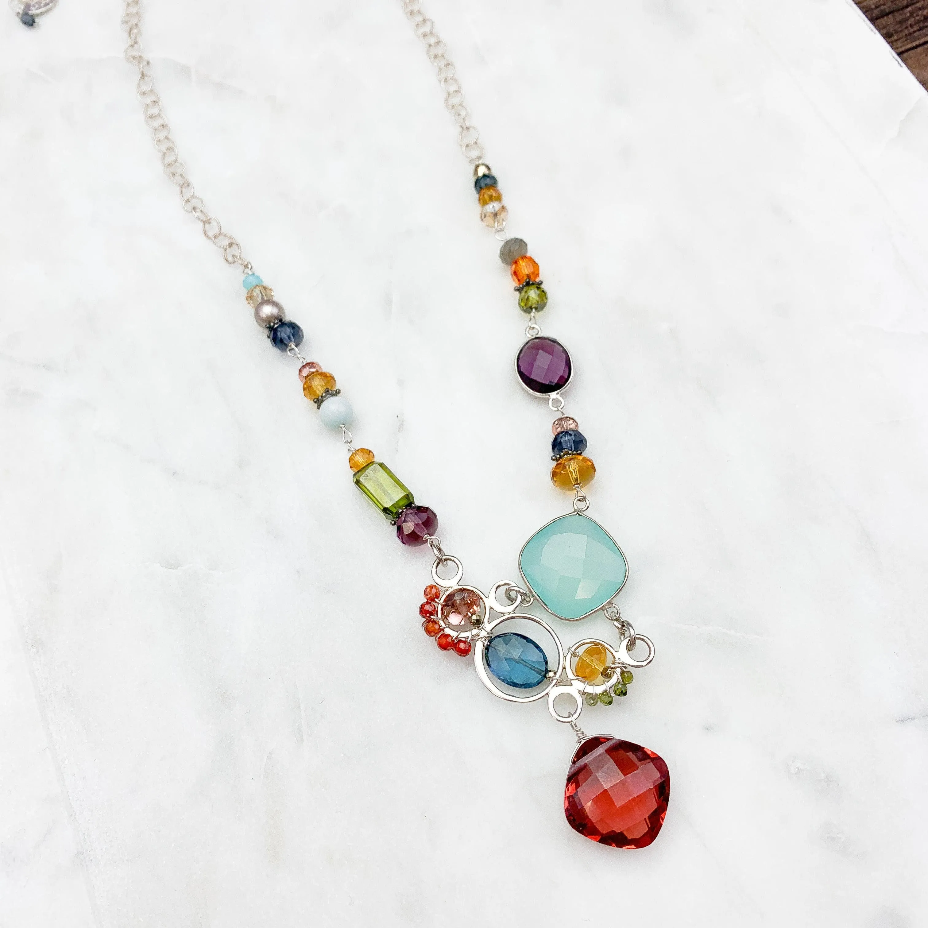 Boho Arianna Marsala Quartz Statement Necklace
