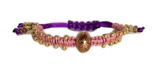 Boho chic handmade macrame bracelet, purple nylon cord, The water lily bracelet