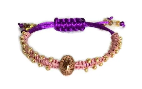 Boho chic handmade macrame bracelet, purple nylon cord, The water lily bracelet