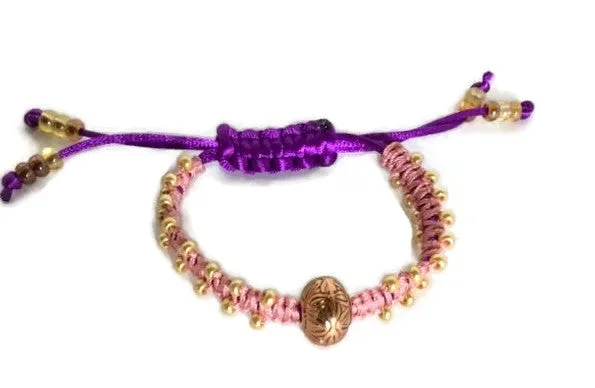 Boho chic handmade macrame bracelet, purple nylon cord, The water lily bracelet