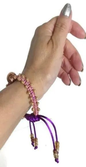 Boho chic handmade macrame bracelet, purple nylon cord, The water lily bracelet