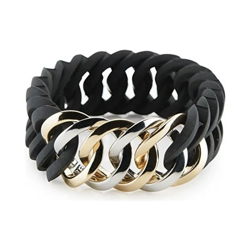 Bracelet TheRubz 100177 Black Grey Silicone Stainless steel Steel/Silicone