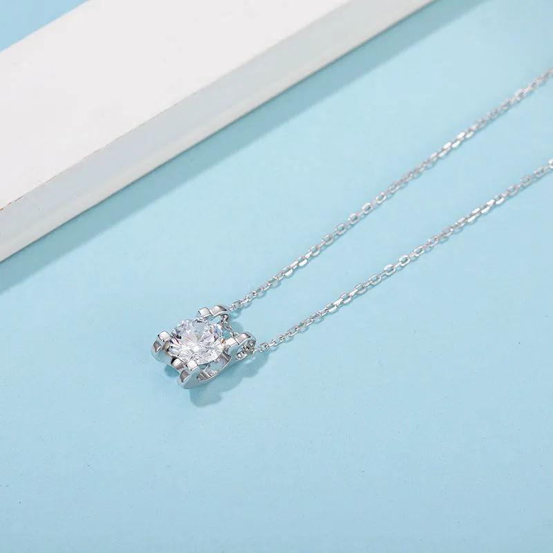 Brilliant Round Cut Moissanite Diamond Earrings Necklace Sets