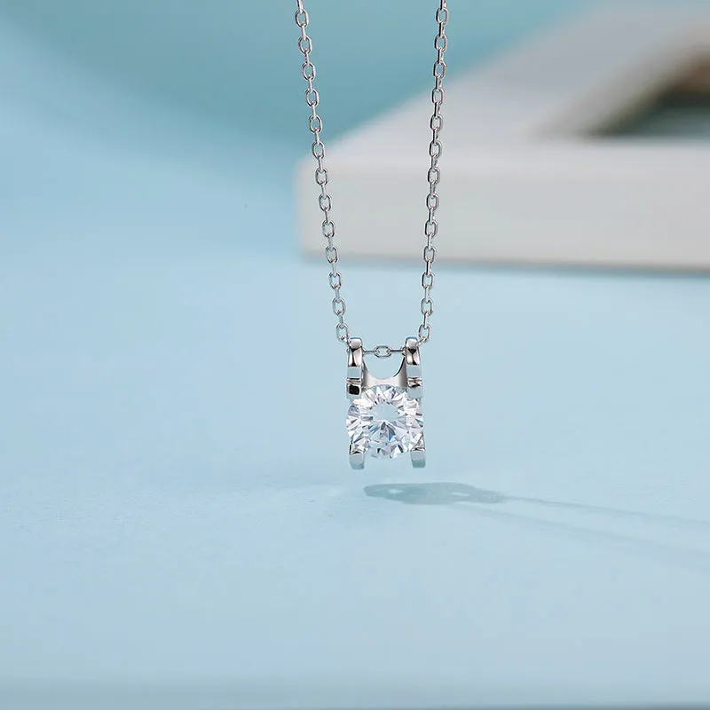 Brilliant Round Cut Moissanite Diamond Earrings Necklace Sets