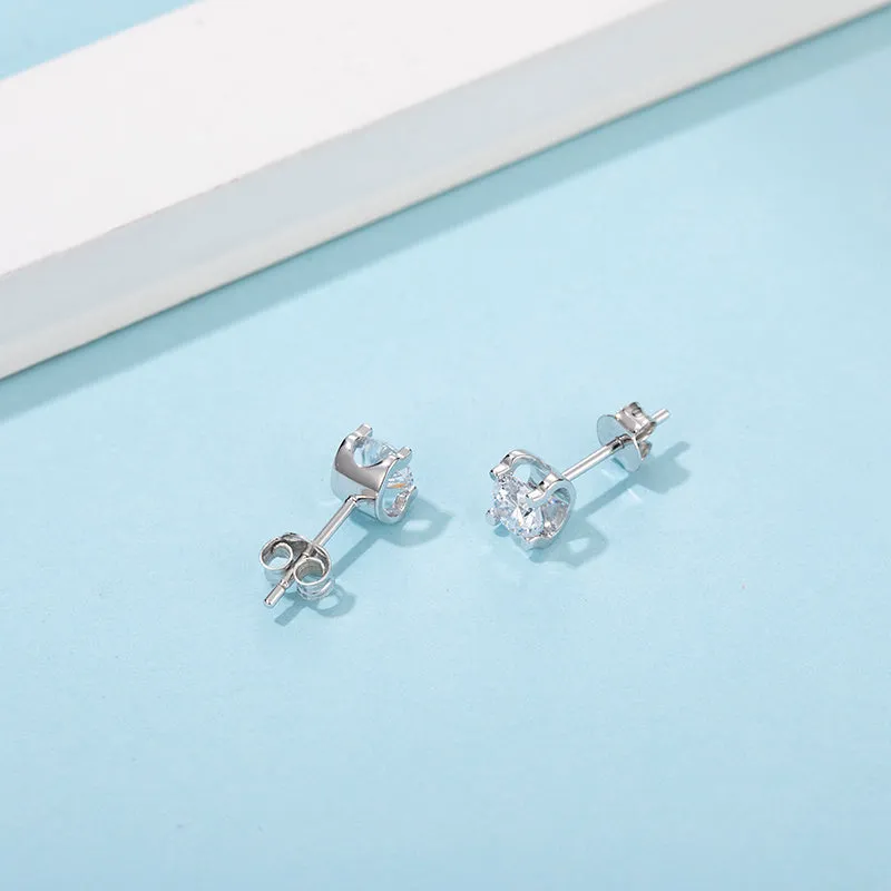 Brilliant Round Cut Moissanite Diamond Earrings Necklace Sets