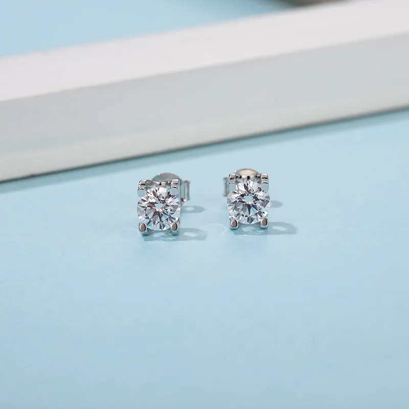 Brilliant Round Cut Moissanite Diamond Earrings Necklace Sets