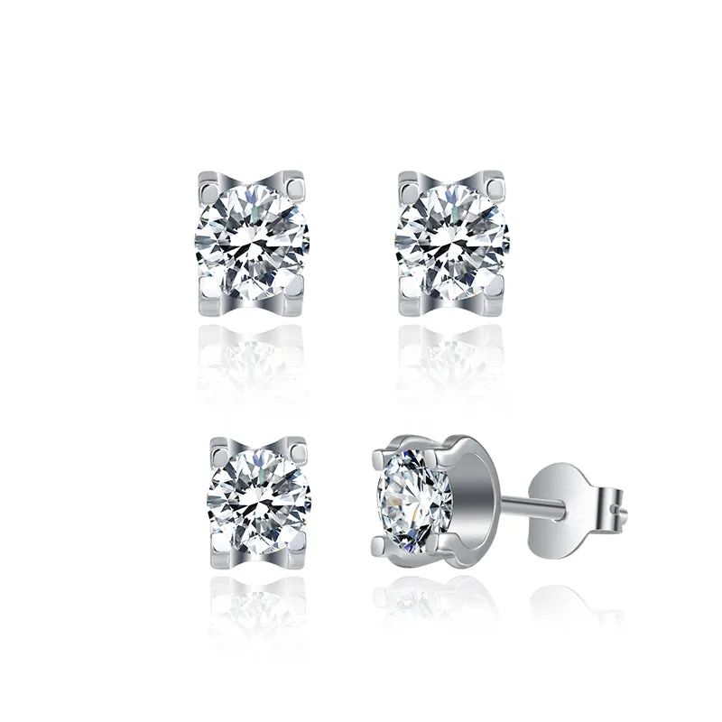Brilliant Round Cut Moissanite Diamond Earrings Necklace Sets
