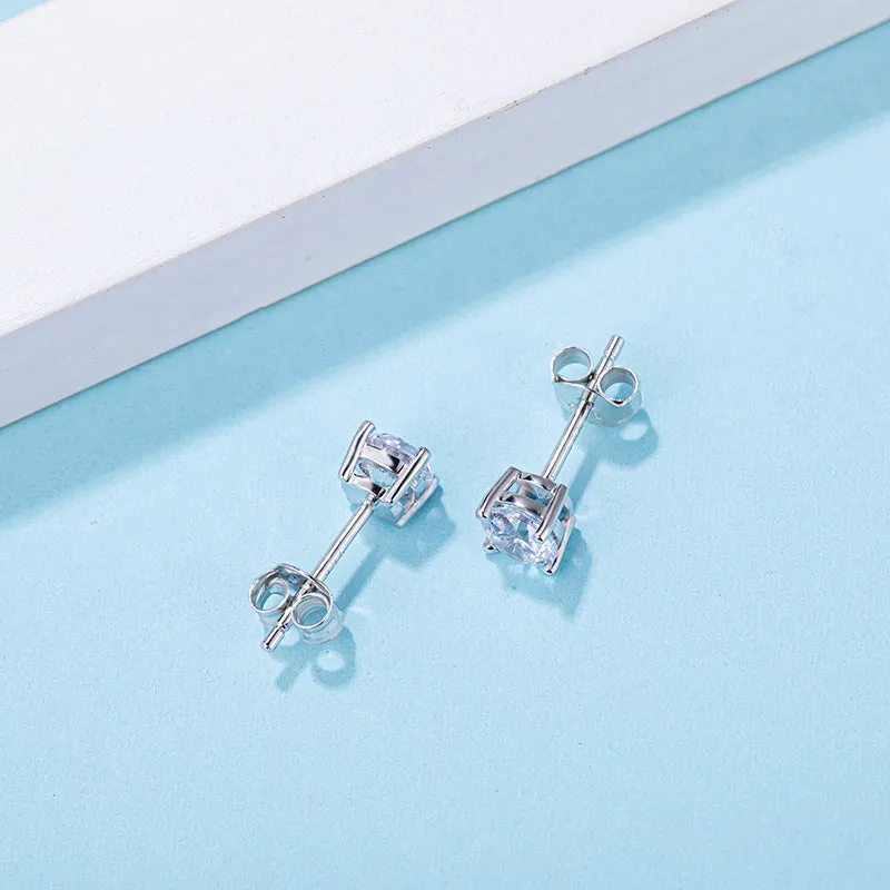 Brilliant Round Cut Moissanite Diamond Stud Earrings Necklace Sets