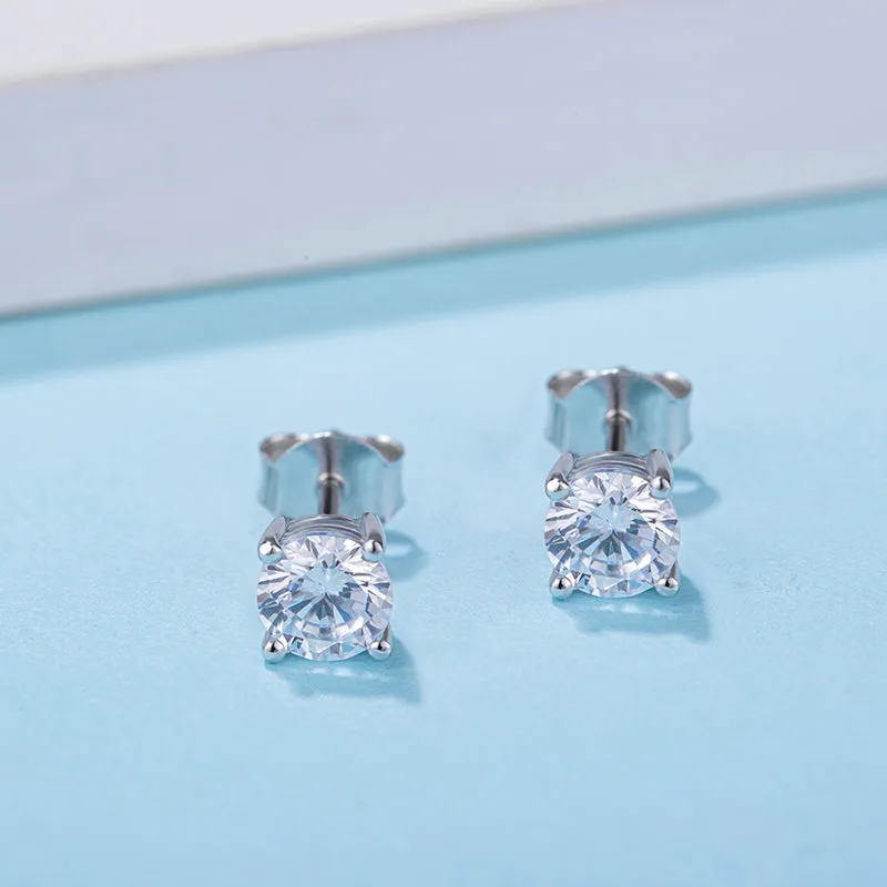 Brilliant Round Cut Moissanite Diamond Stud Earrings Necklace Sets