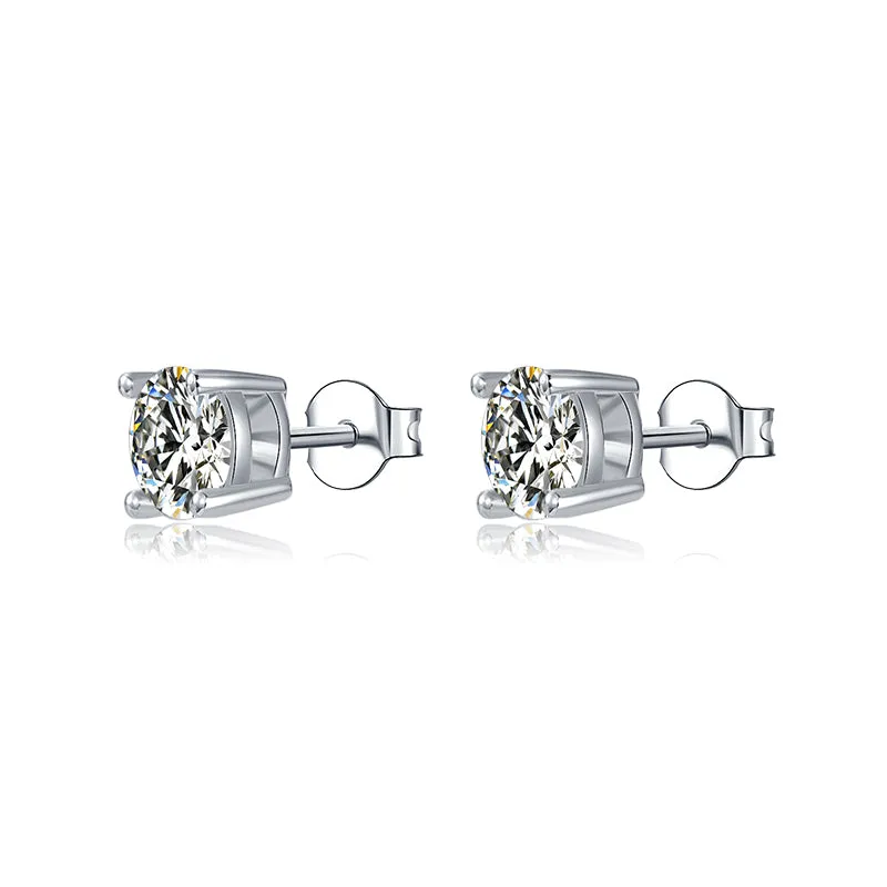 Brilliant Round Cut Moissanite Diamond Stud Earrings Necklace Sets