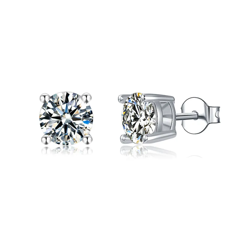 Brilliant Round Cut Moissanite Diamond Stud Earrings Necklace Sets
