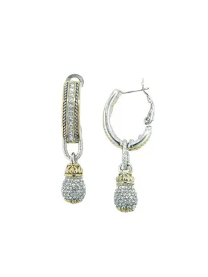Briolette Pavé Drop Hoop Earrings