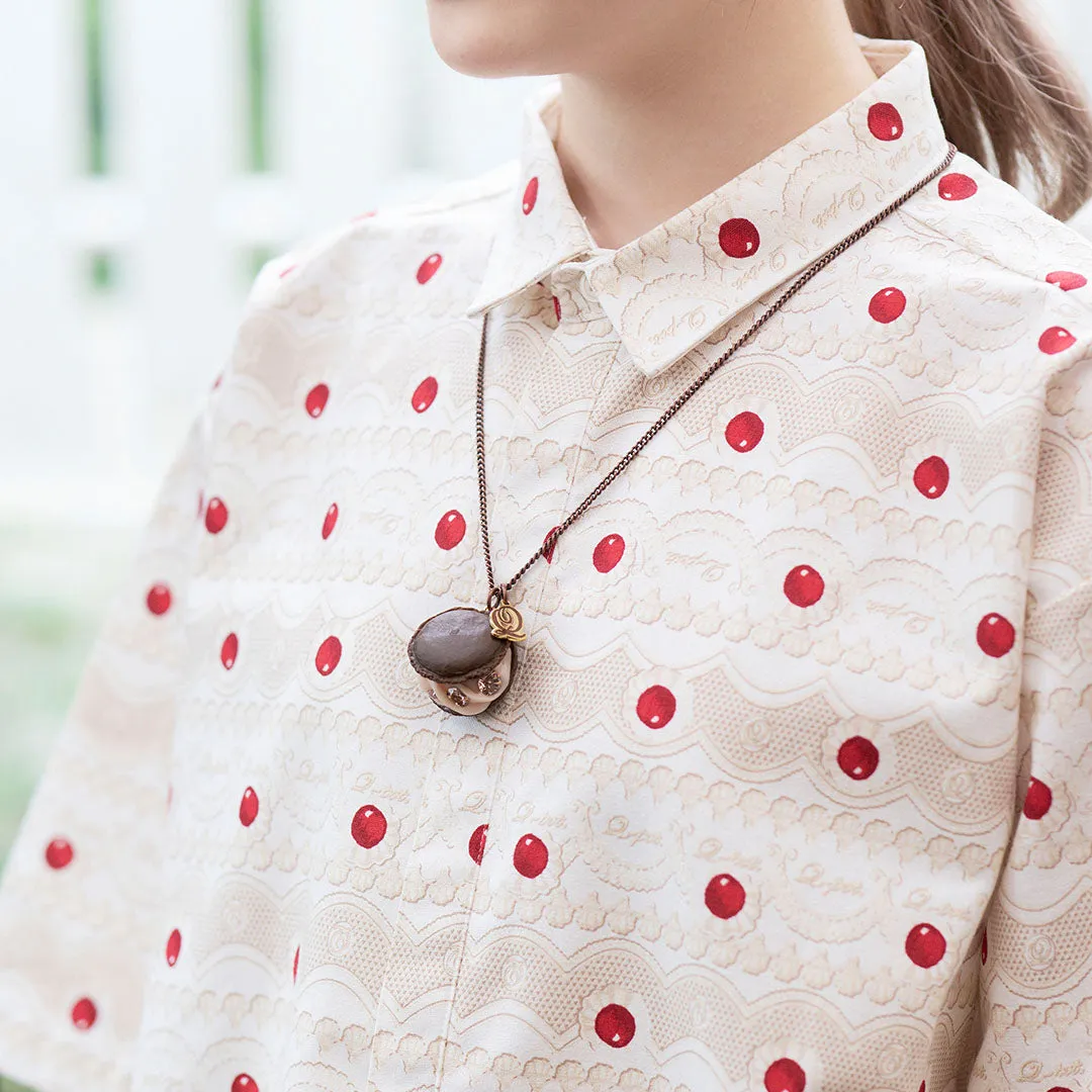 Brownie Raspberry Macaron Necklace【Japan Jewelry】