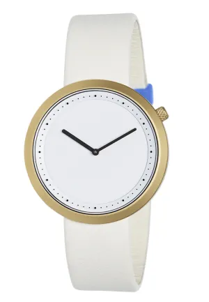 Bulbul Facette Golden Steel on Cream Italian Leather Watch