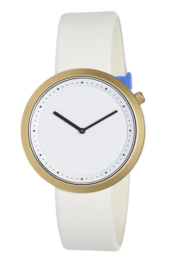 Bulbul Facette Golden Steel on Cream Italian Leather Watch
