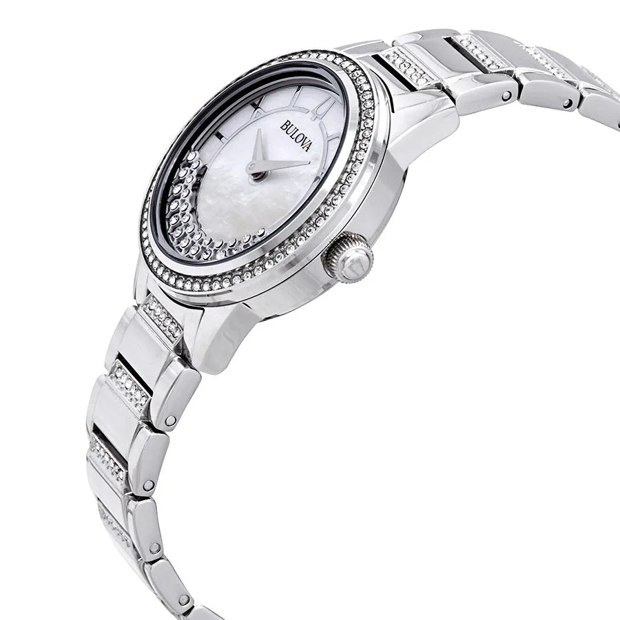 Bulova Crystal Mother of Pearl Dial Ladies Watch 96L257