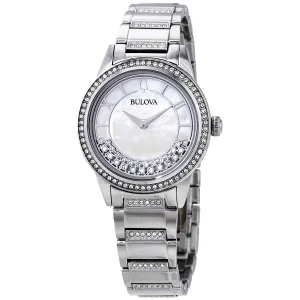 Bulova Crystal Mother of Pearl Dial Ladies Watch 96L257