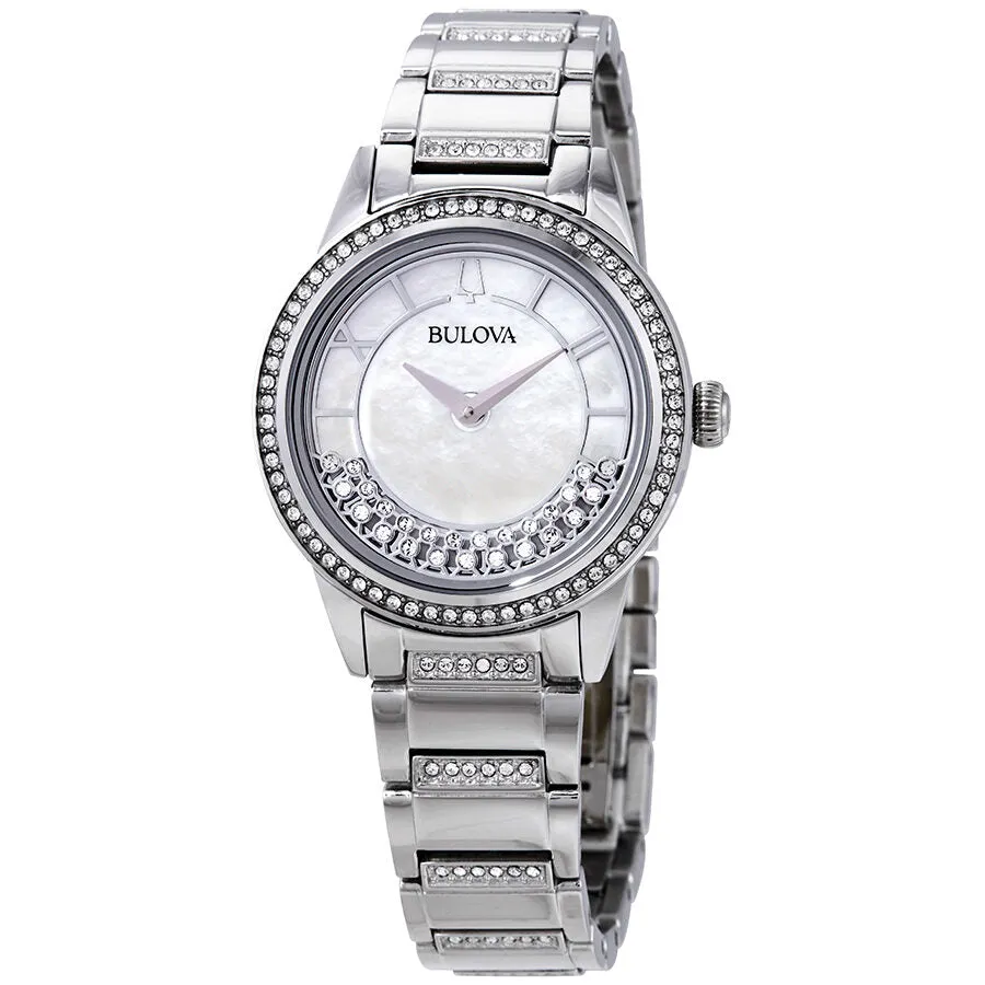 Bulova Crystal Mother of Pearl Dial Ladies Watch 96L257