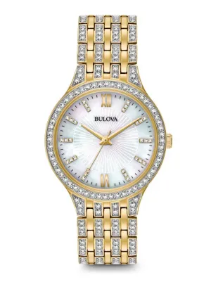 Bulova Crystal White Mother of Pearl Dial Ladies Watch 98L234