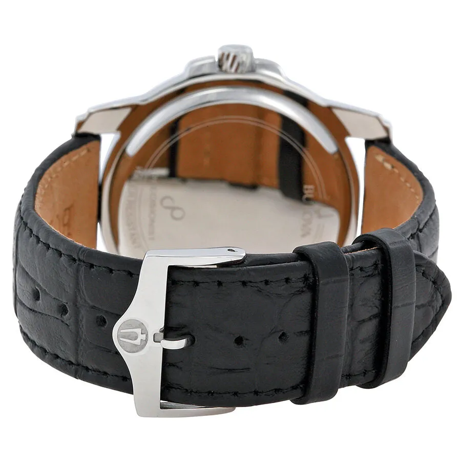 Bulova Precisionist Grey Dial Black Leather Men's Watch 96B158