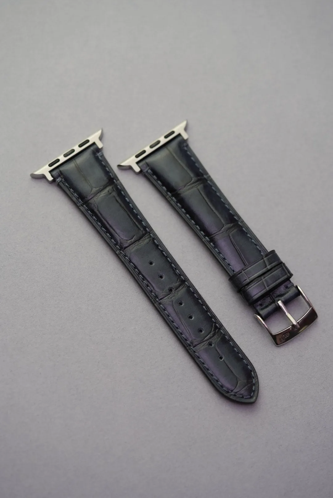 Calfskin Leather Embossed Alligator Watch Strap For Apple Watch