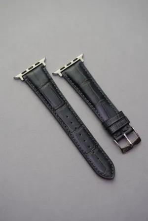 Calfskin Leather Embossed Alligator Watch Strap For Apple Watch