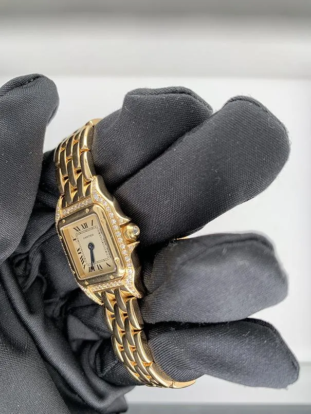 Cartier Panthere 128000M 18K Yellow Gold Ladies Diamonds Watch Box & Paper