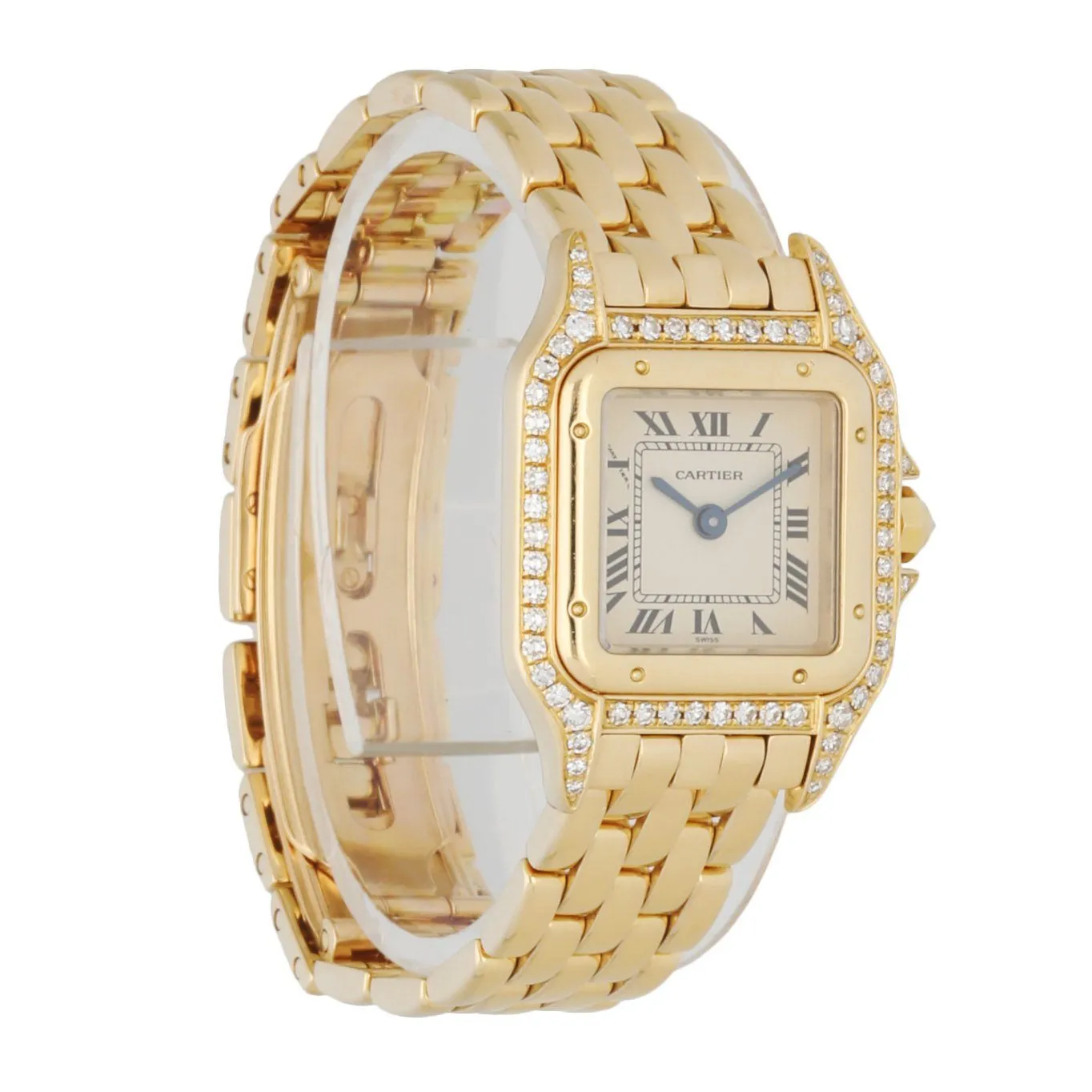 Cartier Panthere 128000M 18K Yellow Gold Ladies Diamonds Watch Box & Paper