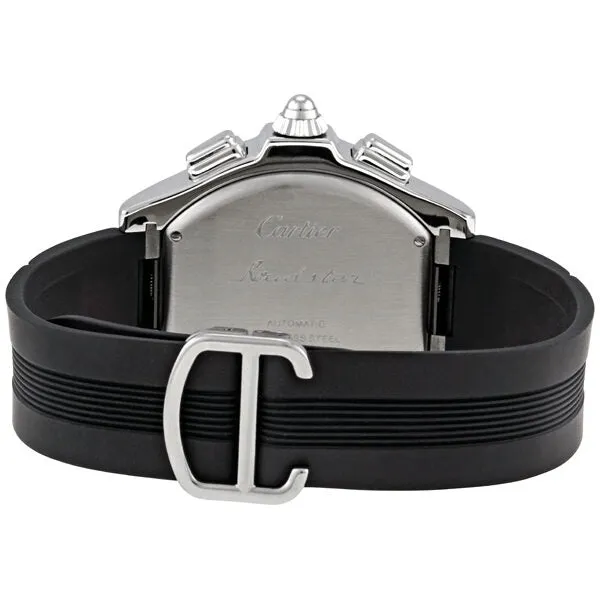 Cartier Roadster Chronograph Silver Dial Black Rubber Automatic Men's Watch W6206020