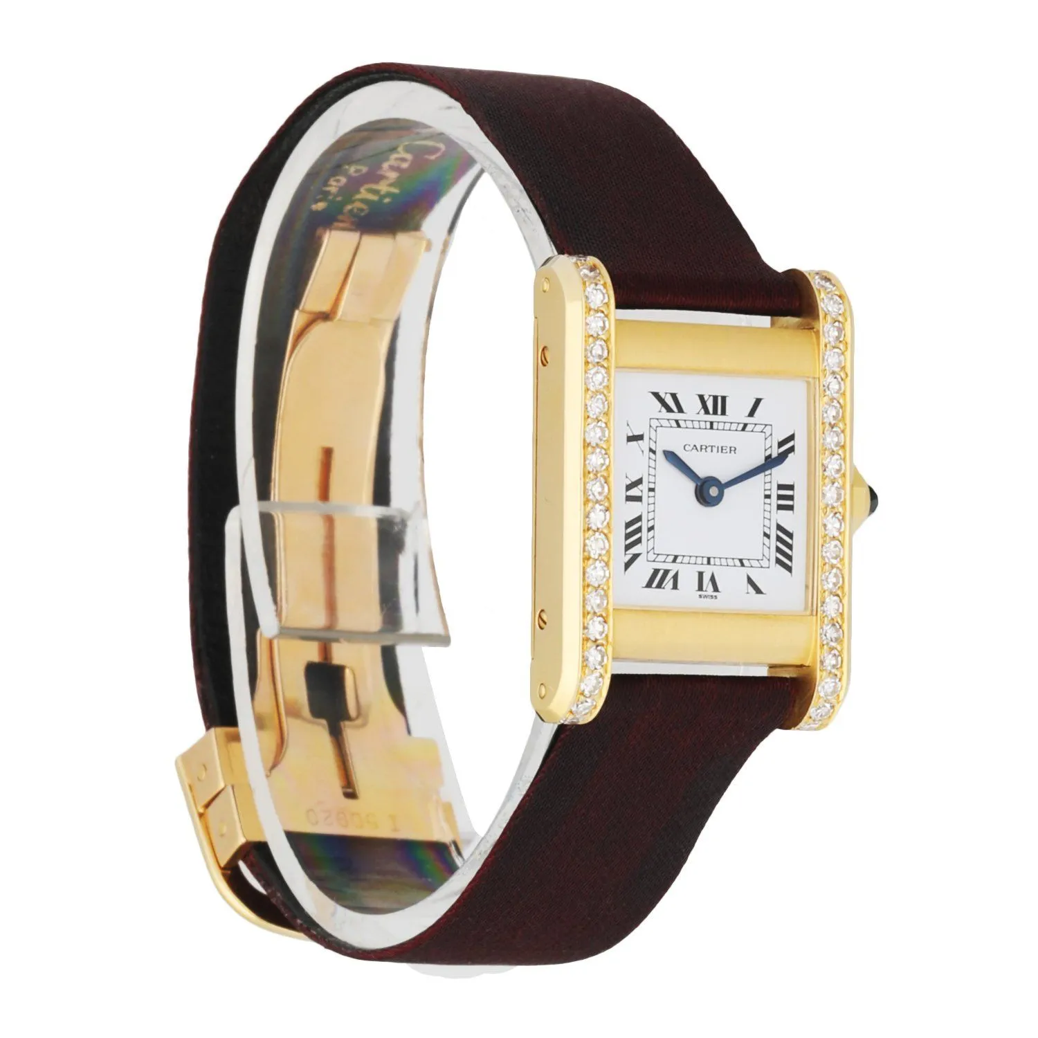 Cartier Tank Paris 18K Yellow Gold W/Diamond Bezel Ladies Watch