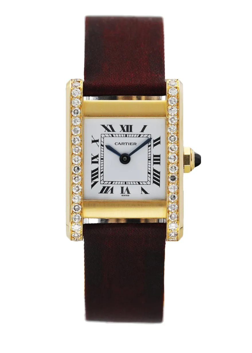Cartier Tank Paris 18K Yellow Gold W/Diamond Bezel Ladies Watch