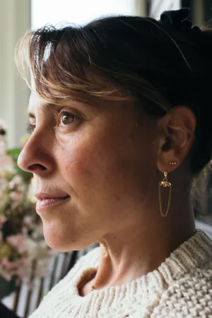 Carved Petal & Chain Earrings