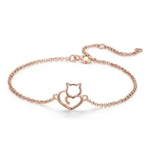 Cat And Heart Bracelet