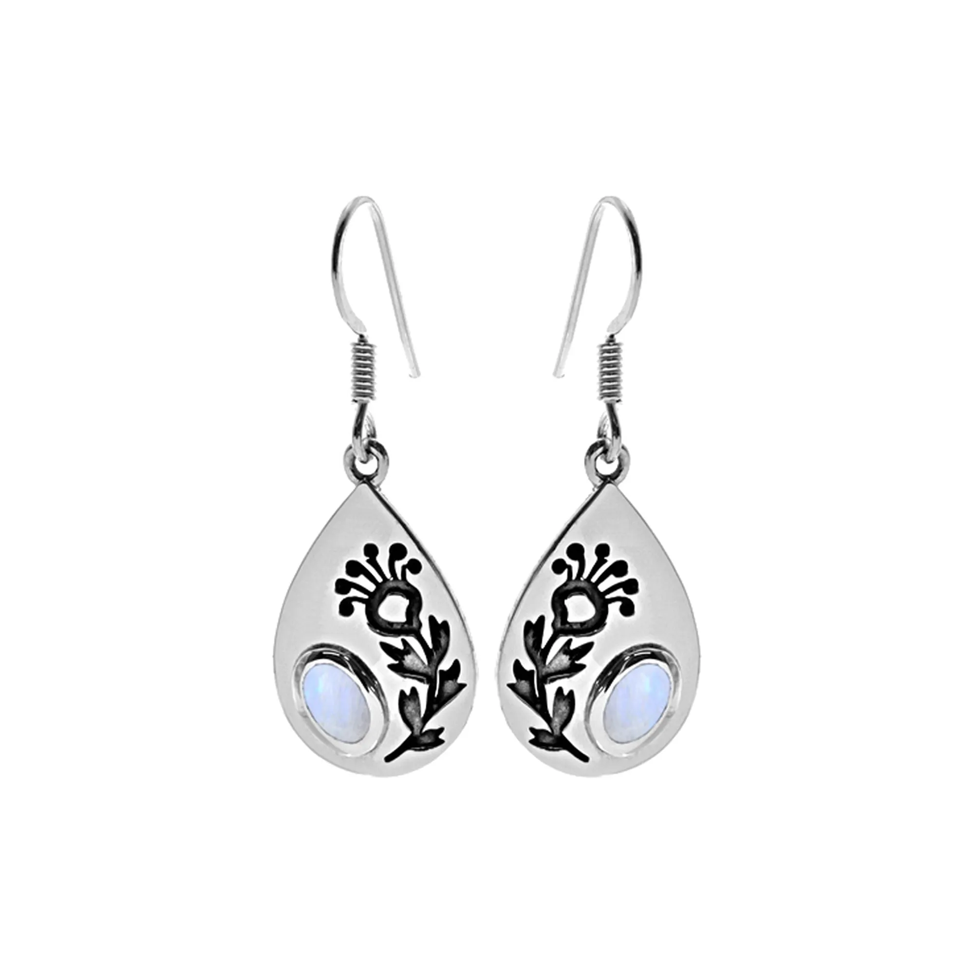 Catalina dandelion rainbow moonstone earrings