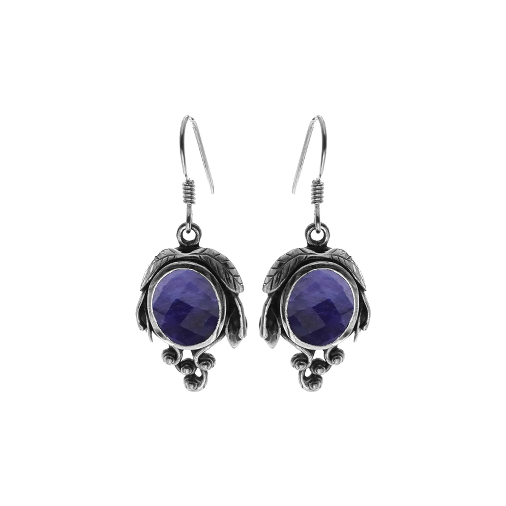 Catalina sapphire quartz vine earrings