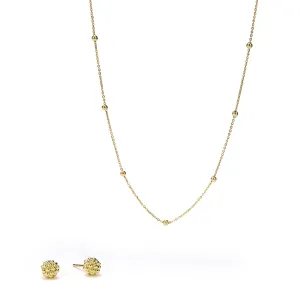 Caviar Gold 18K Gold Earring and Necklace Gift Set