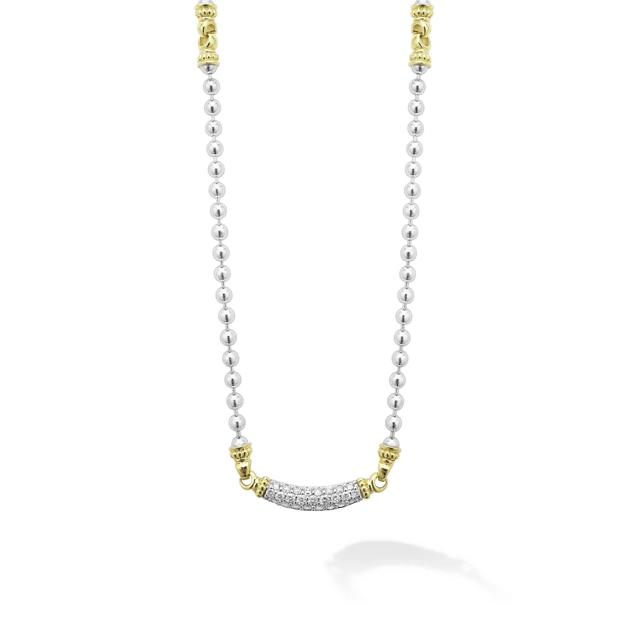 Caviar Icon Two-Tone Caviar Beaded Diamond Necklace