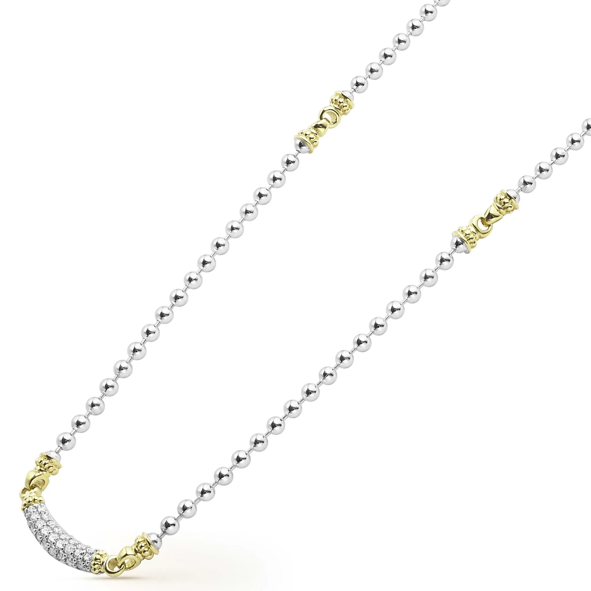 Caviar Icon Two-Tone Caviar Beaded Diamond Necklace