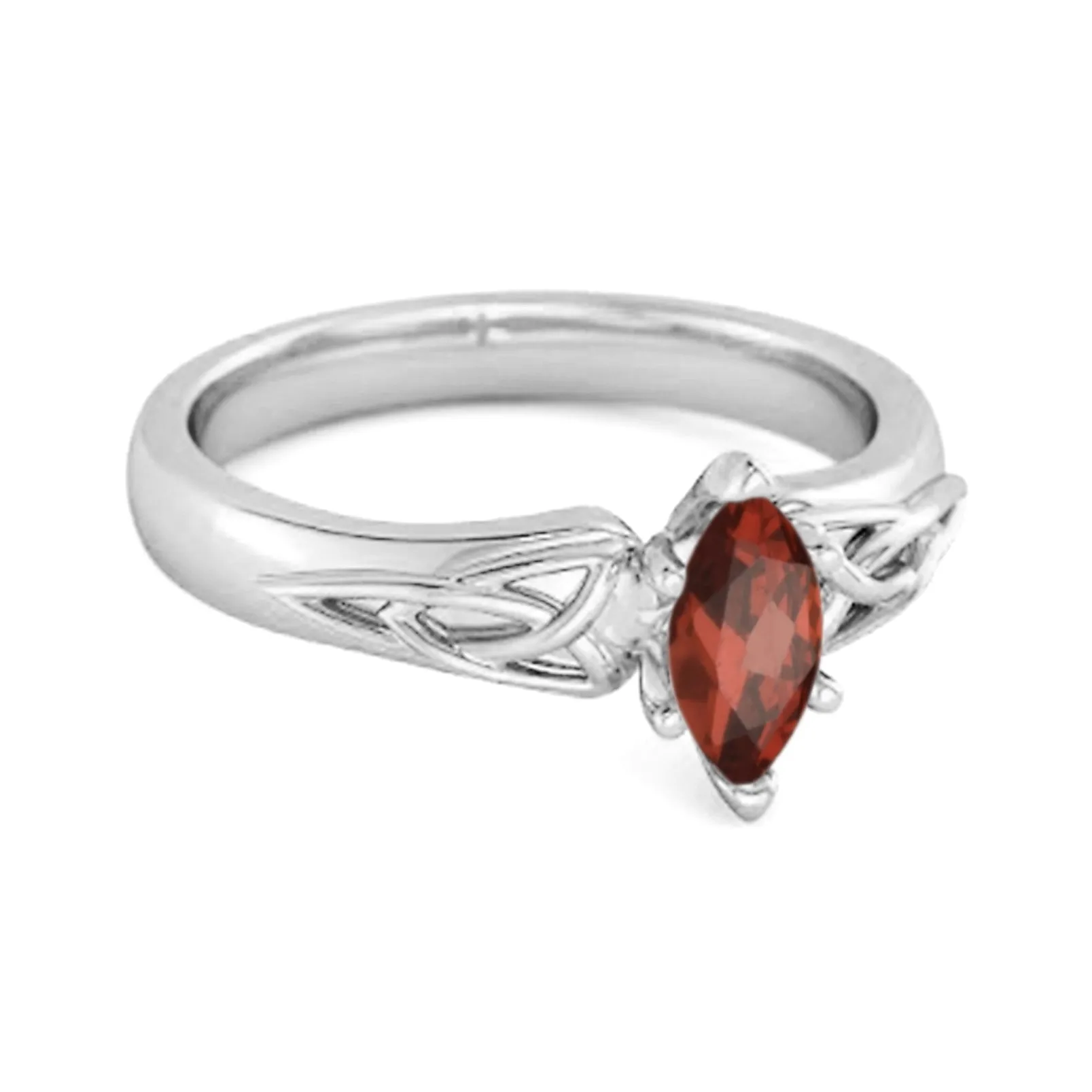 Celtic Garnet Ring 925 Sterling Silver Trinity Knot Band Ring