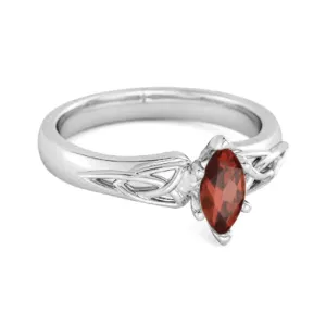 Celtic Garnet Ring 925 Sterling Silver Trinity Knot Band Ring