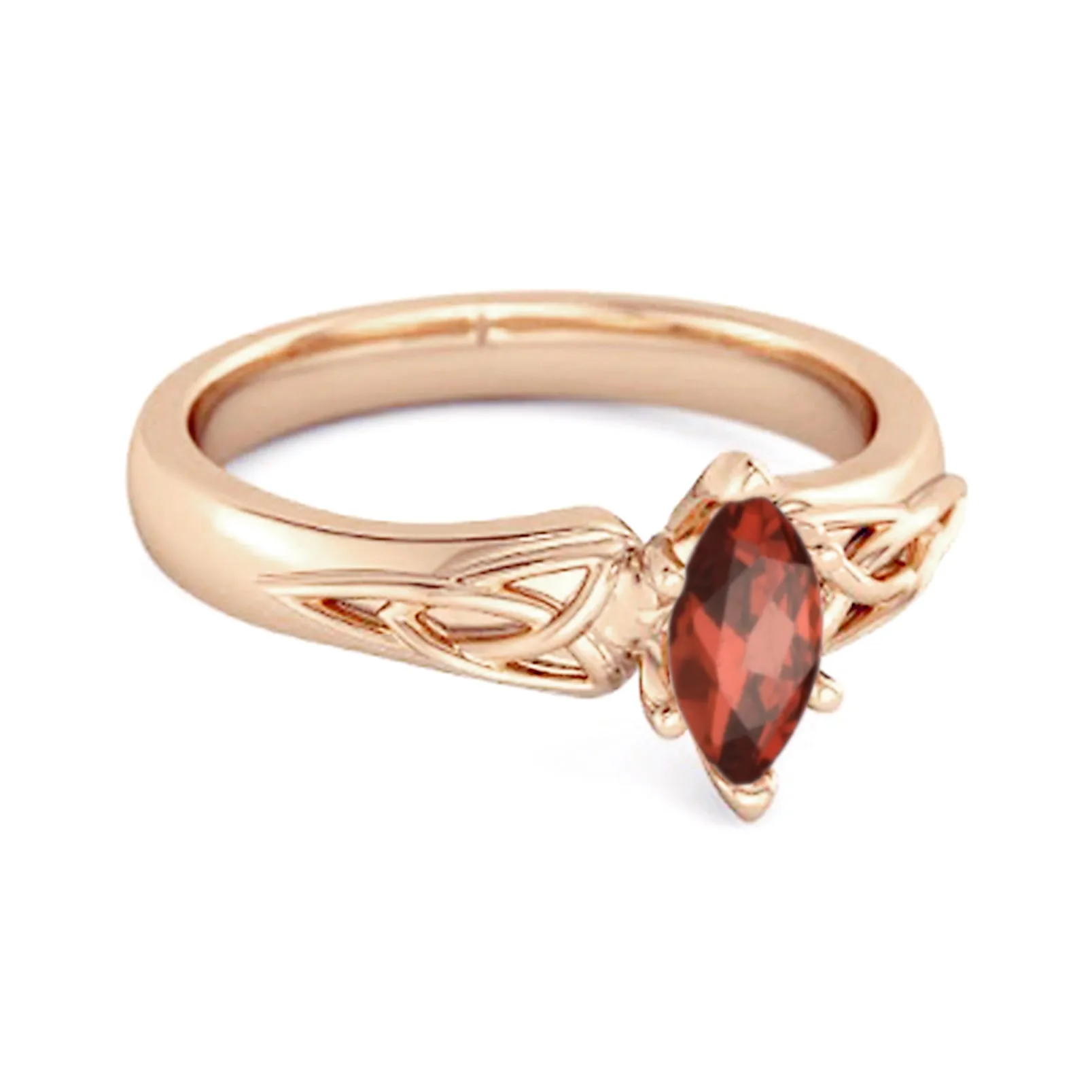 Celtic Garnet Ring 925 Sterling Silver Trinity Knot Band Ring